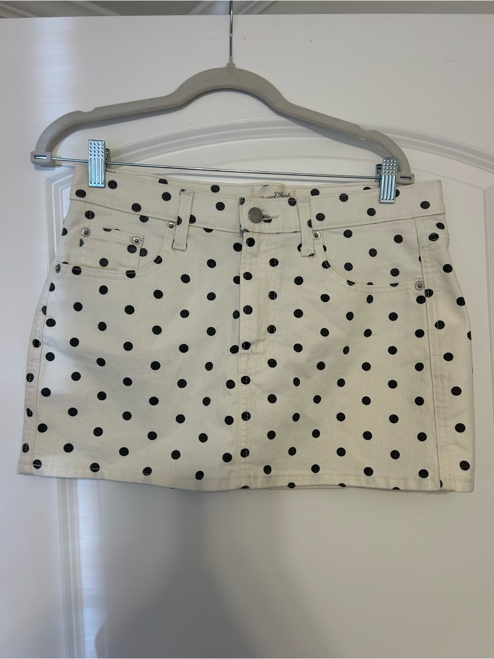 Universal Thread White Mini Skirt with Black Polka Dots